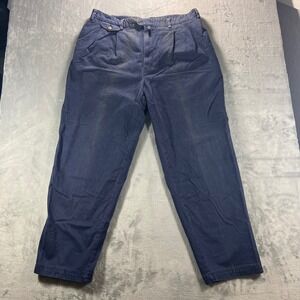 EVERGREEN Chinos Mens 42x31 Navy Blue Relaxed Full Fit Pleated Pants‎ Vintage